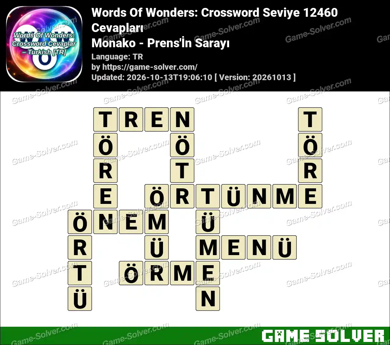 Words Of Wonders: Crossword Seviye 12460 Cevapları – Monako – Prens’İn Sarayı